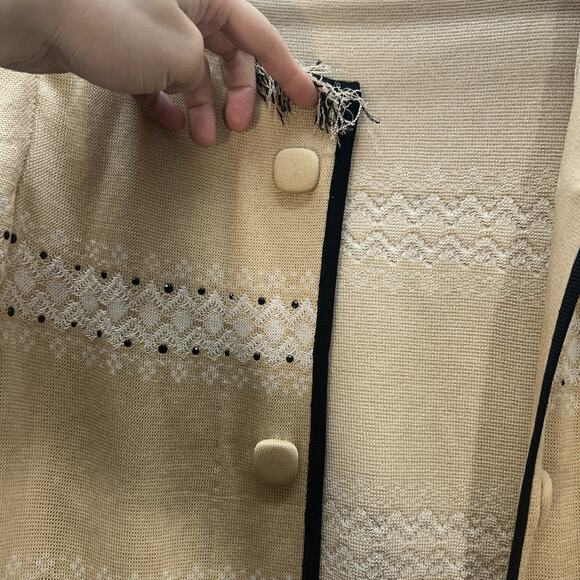 Ming Wang SZ M Beige Open Front Cardigan Jacket Blazer Knit Professional Classy - Picture 5 of 6